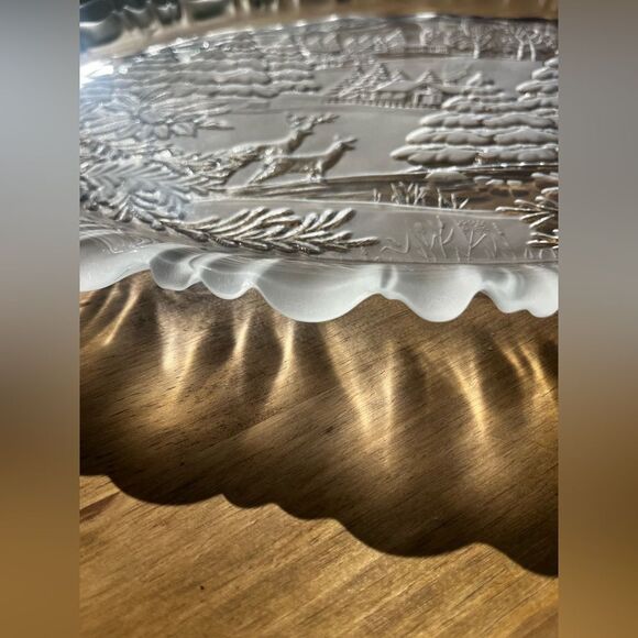 Mikasa Frosted Glass Winter Dream Serving Platter Holiday Christmas Deer & Trees - Picture 6 of 15